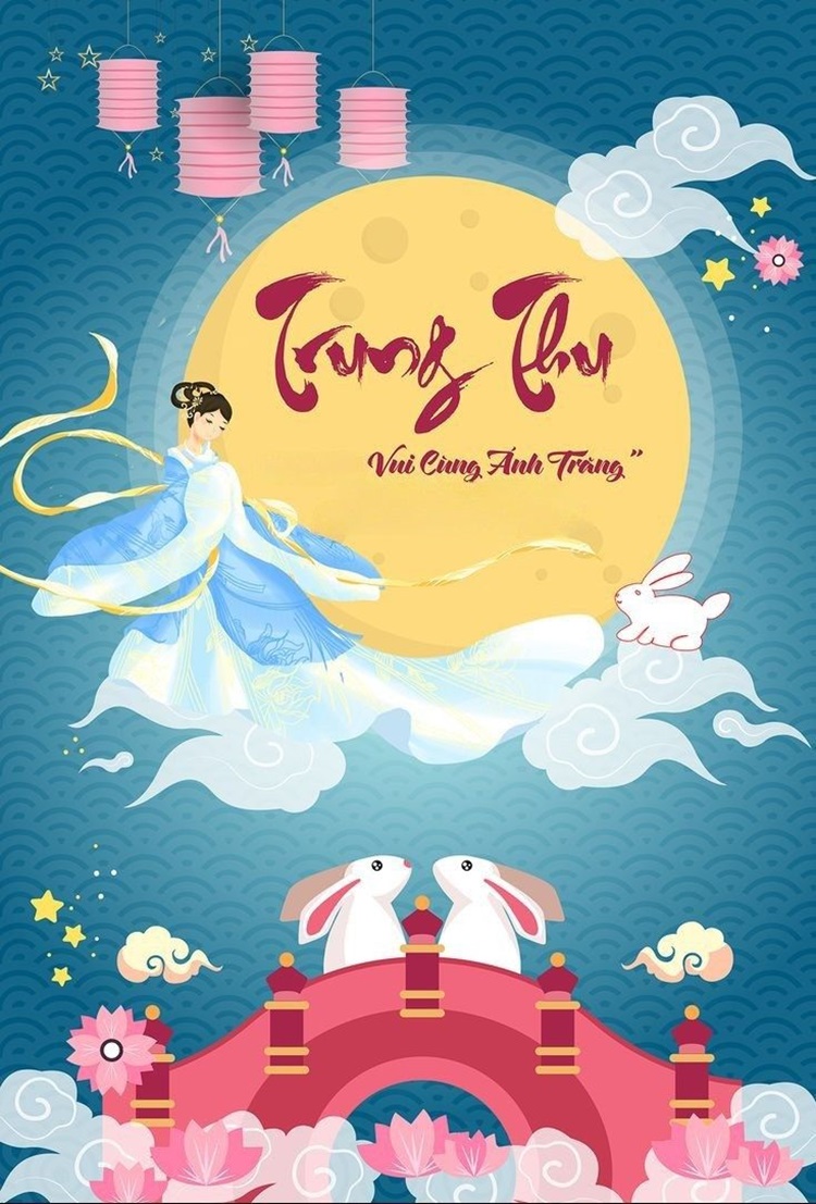 Poster Trung thu chị Hằng, thỏ ngọc