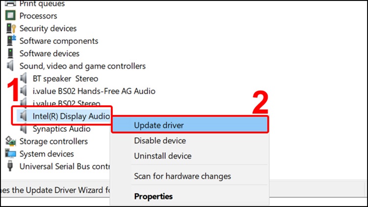 Chọn Update driver