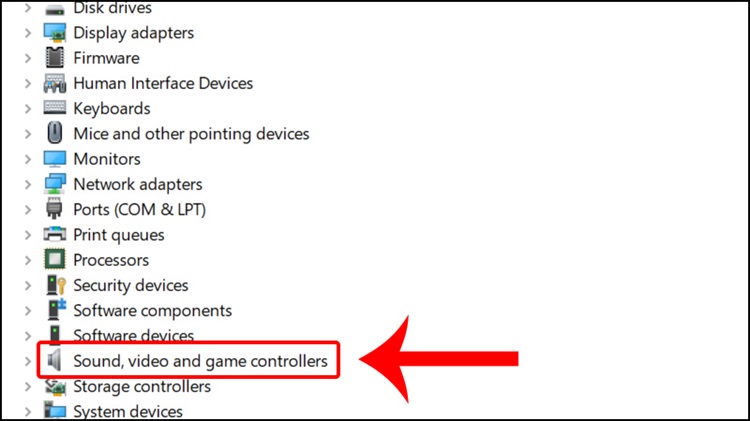 mở rộng mục Sound, video and game controllers