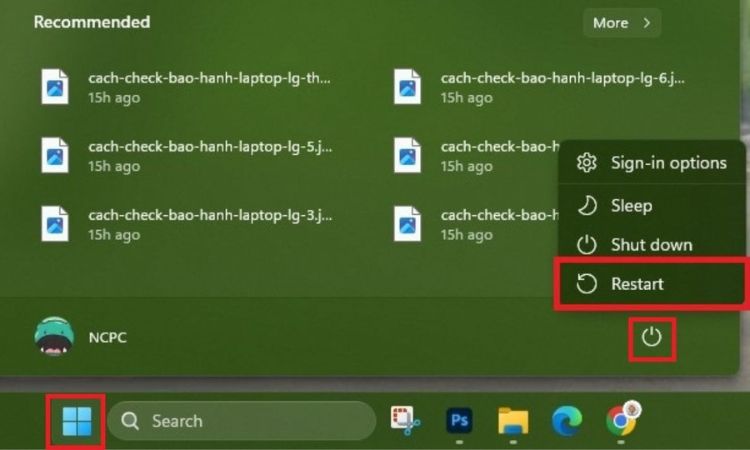 Khởi động lại laptop