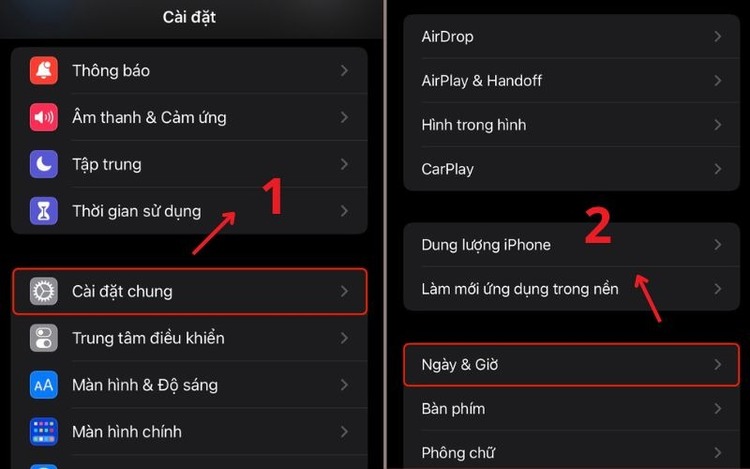 Đặt lại ngày, giờ và vùng