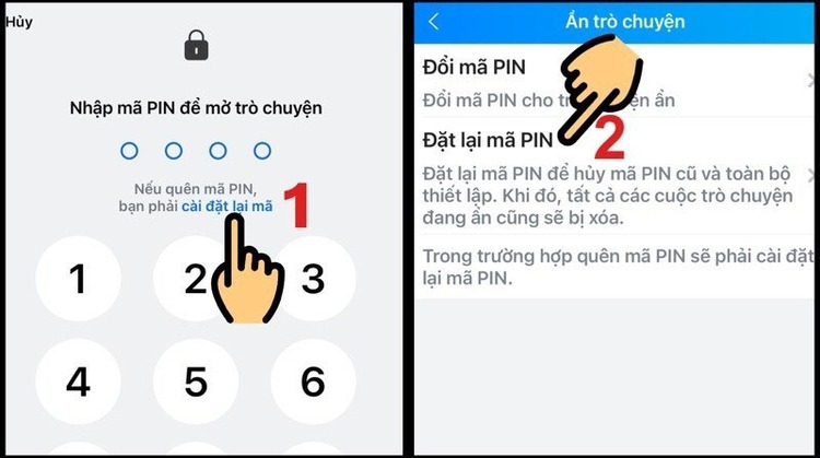 Cách xử lý khi quên mã PIN ẩn trò chuyện