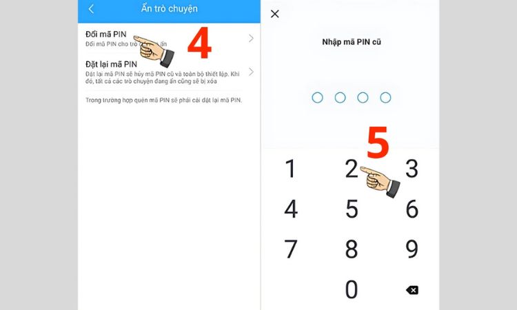 Bắt đầu đổi mã PIN