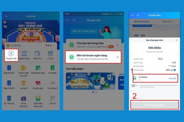 Chuyển tiền qua thẻ ngân hàng