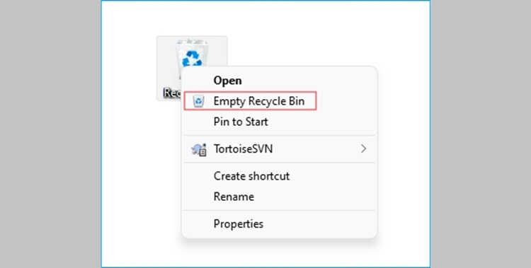 Làm trống Recycle Bin trong Windows 11