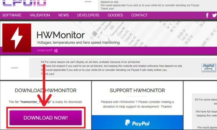 Tải phần mềm CPUID HWMonitor