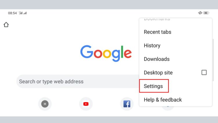 Chọn mục Cài đặt ở dấu ba chấm trong Google Chrome