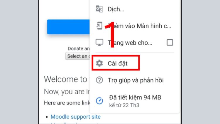 Chọn mục Cài đặt