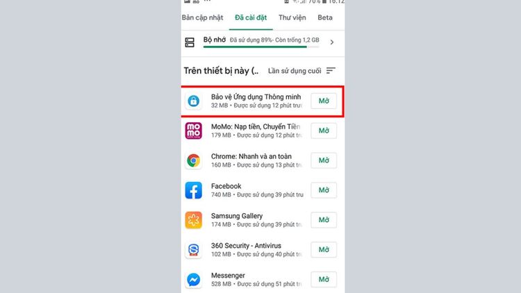 Xem các ứng dụng gần đây 