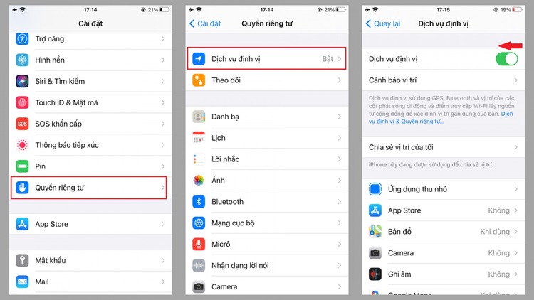 Tắt dịch vụ định vị trên iPhone