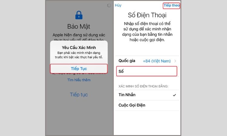 bật xác thực hai yếu tố (2FA) cho Apple ID