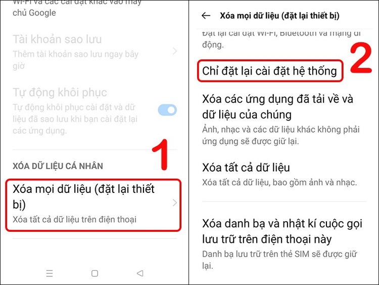 Gỡ ứng dụng bằng cách Reset máy