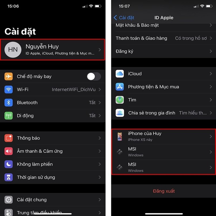 Kiểm tra iCloud trên thiết bị khác