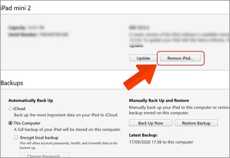 Khôi phục qua iTunes