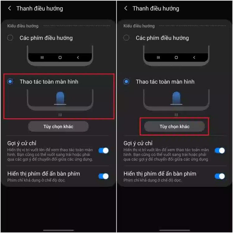Dùng cử chỉ điều hướng thay cho nút ảo