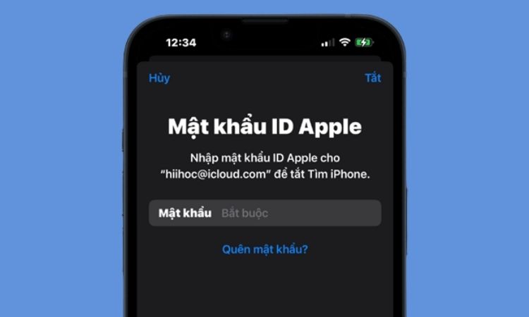 Tính năng Activation Lock đang bật