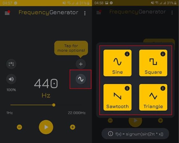 Tận dụng Frequency Sound Generator