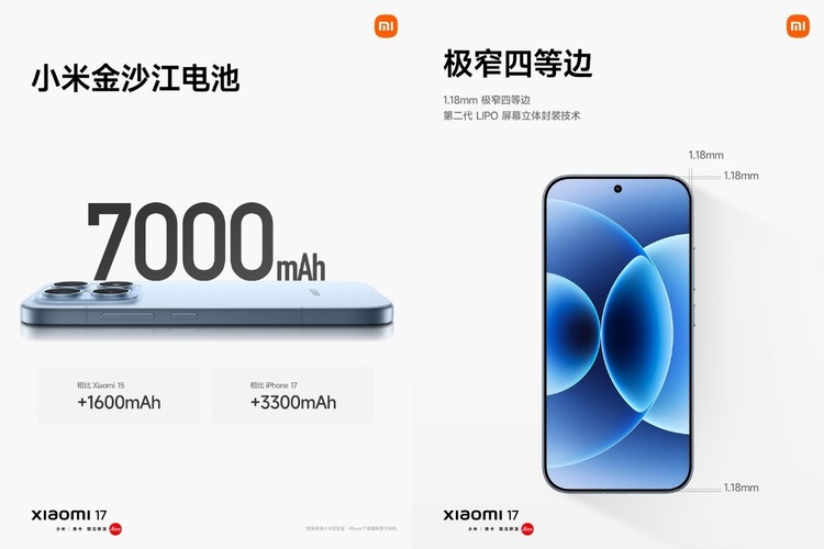 Xiaomi 17 dung lượng pin