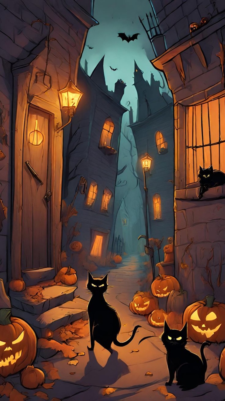 Background Halloween tone cam tươi sáng