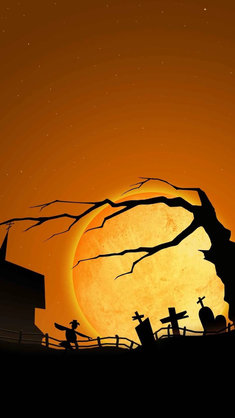 Background Halloween tone cam tươi sáng