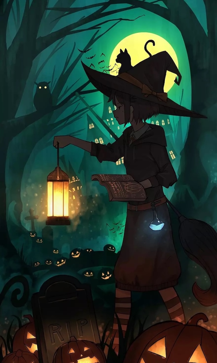 Background Halloween tone đen huyền bí