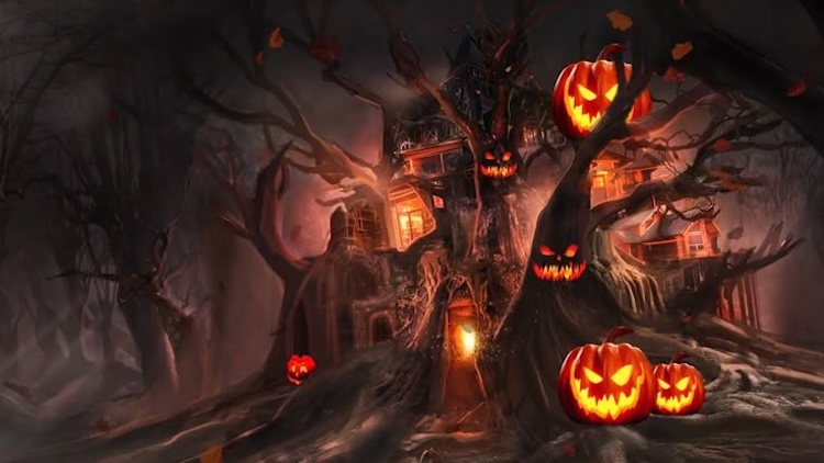 Background Halloween chủ đề bí ngô