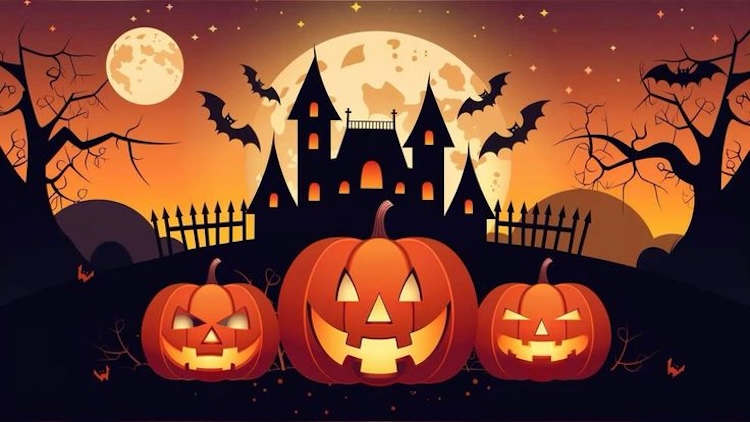 Background Halloween chủ đề bí ngô