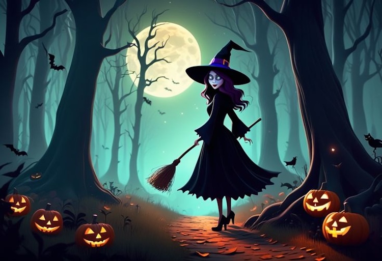 Background Halloween chủ đề phù thủy