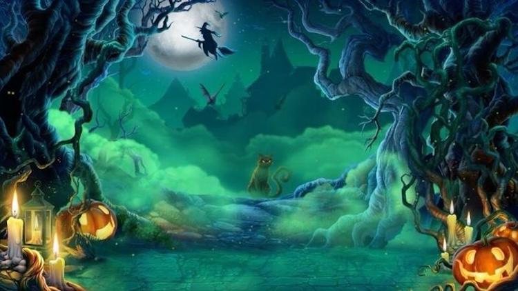 Background Halloween chủ đề phù thủy