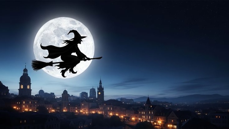 Background Halloween chủ đề phù thủy