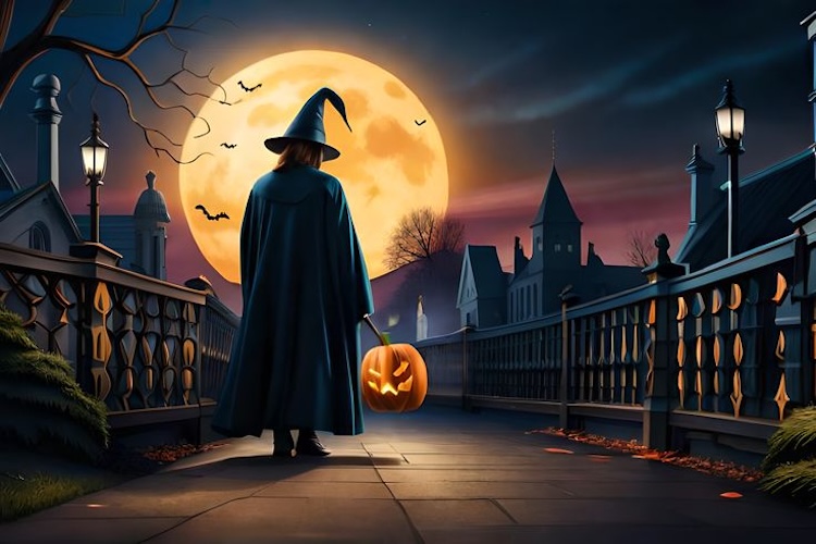 Background Halloween chủ đề phù thủy