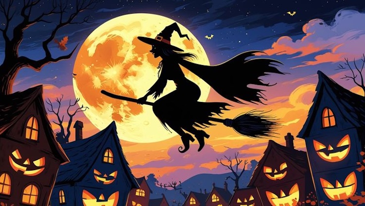 Background Halloween chủ đề phù thủy