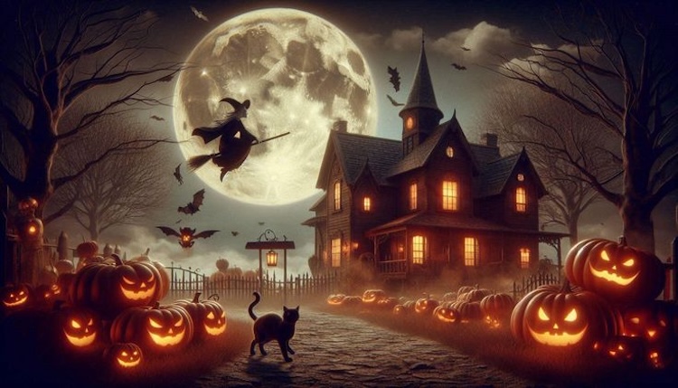 Background Halloween chủ đề phù thủy