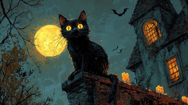 Background Halloween chủ đề mèo đen