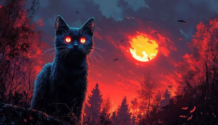 Background Halloween chủ đề mèo đen