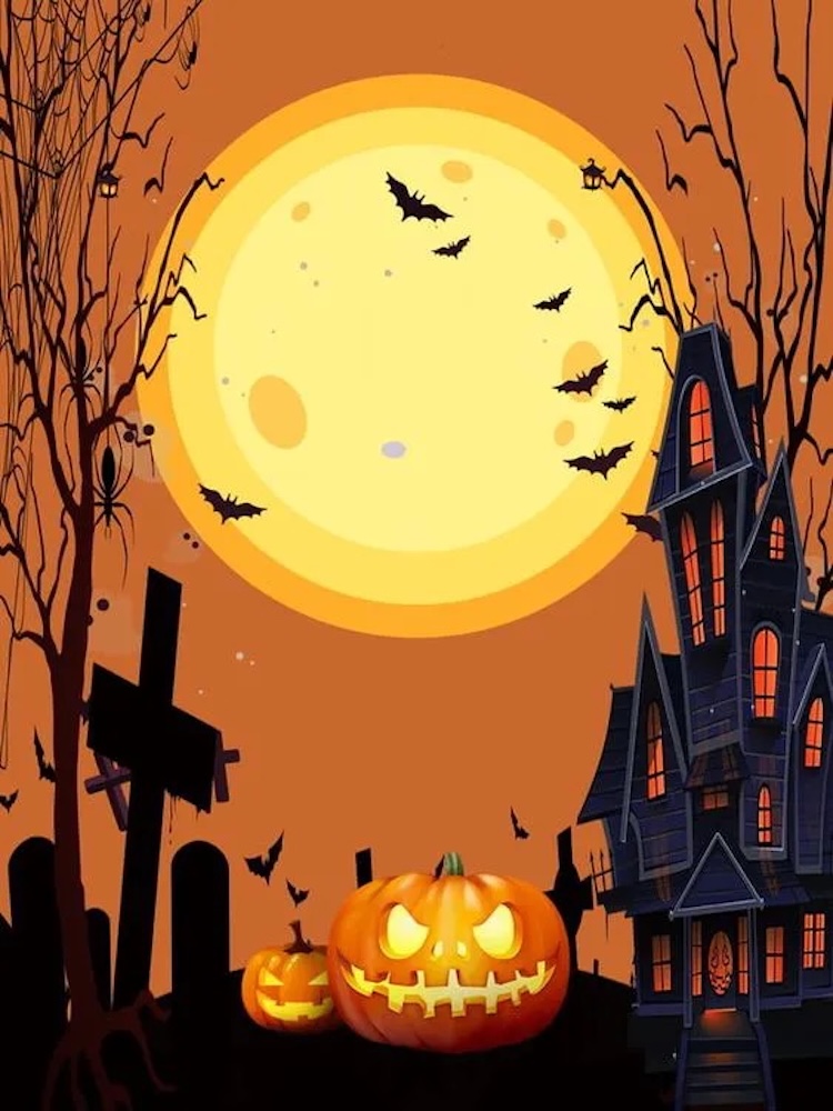 Background Halloween tone cam tươi sáng