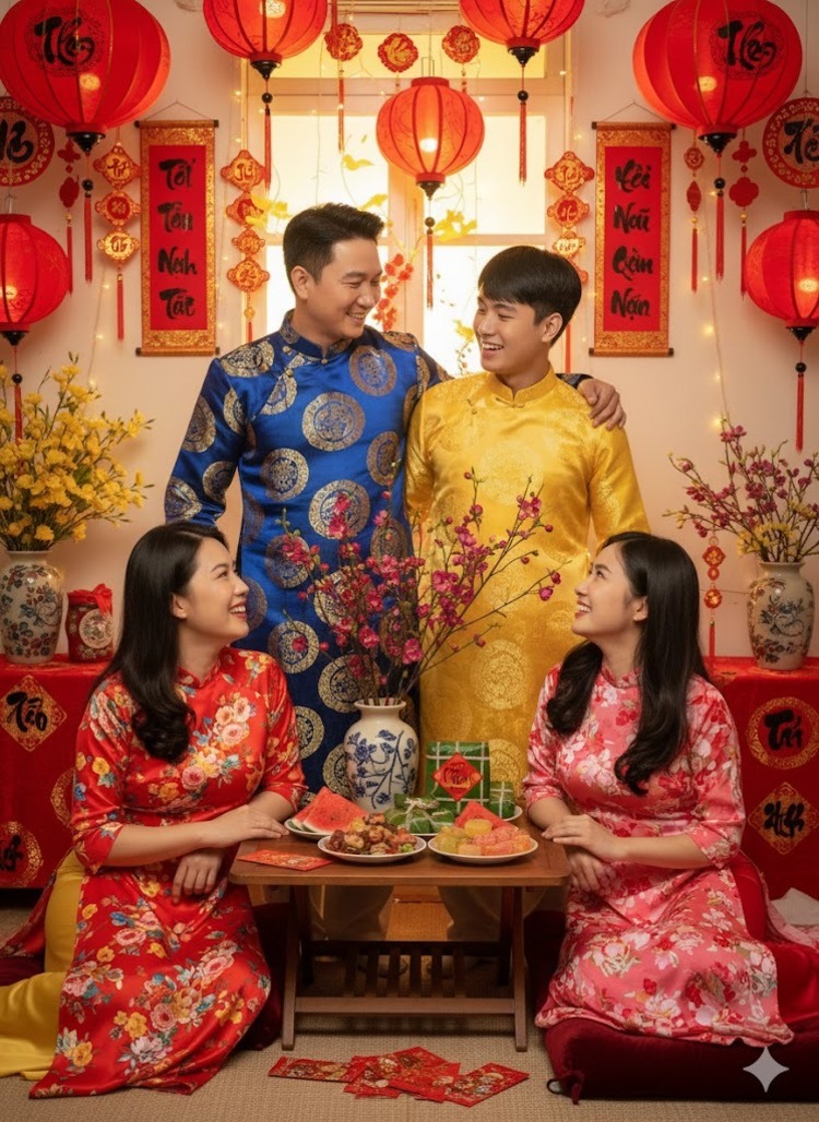 Prompt tạo ảnh gia đình ngày Tết