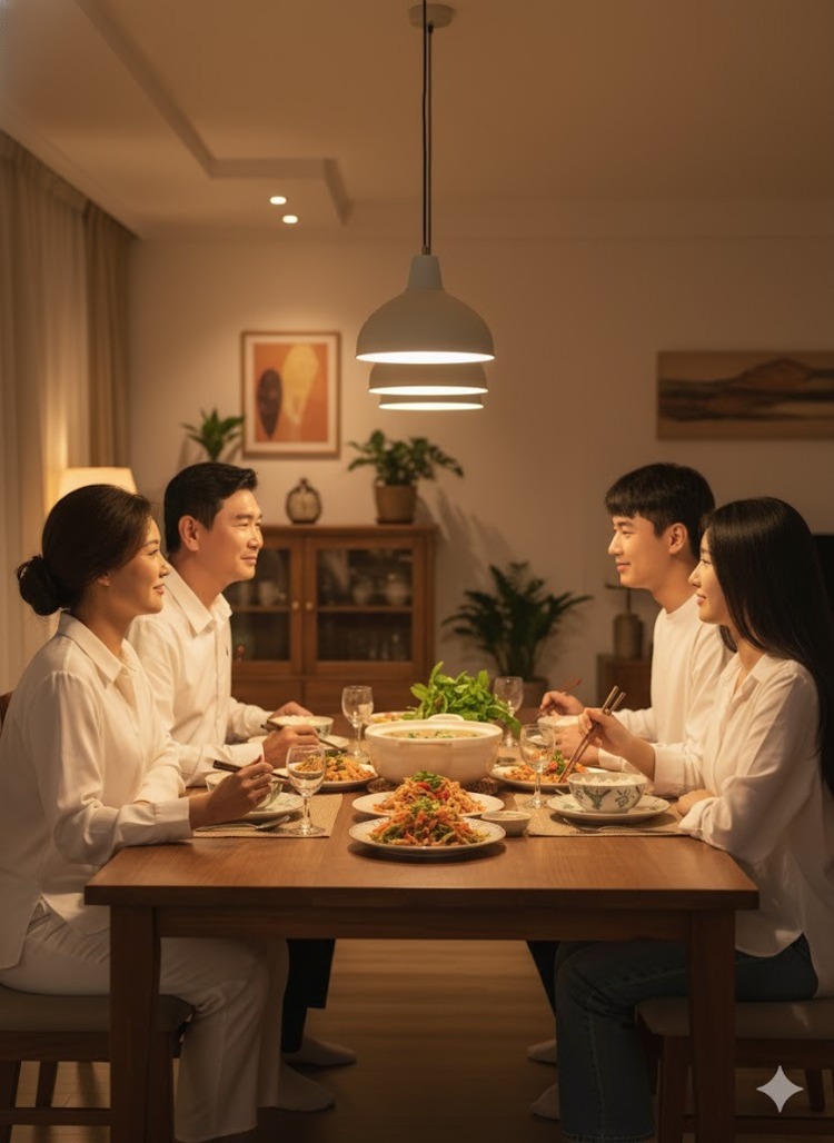Prompt tạo ảnh gia đình bữa tối ấm cúng