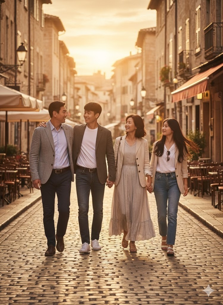 Prompt tạo ảnh gia đình đi du lịch