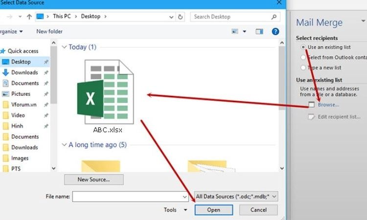 cách trộn thư trong word và excel 2010