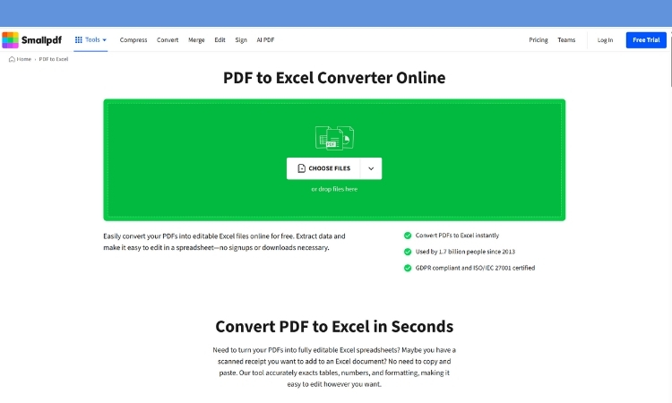 Chuyển PDF sang Excel bằng công cụ online