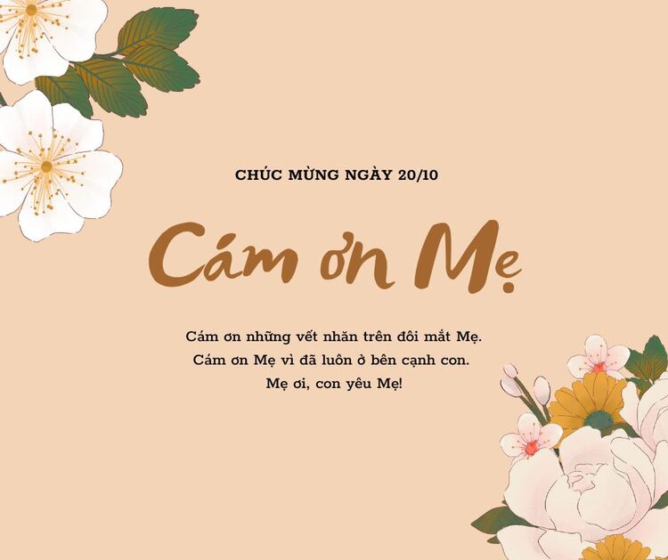 Hình ảnh chúc mừng 20/10 dành tặng mẹ