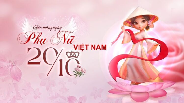 Mẫu PowerPoint 20/10 chủ đề phụ nữ Việt Nam với trang phục truyền thống