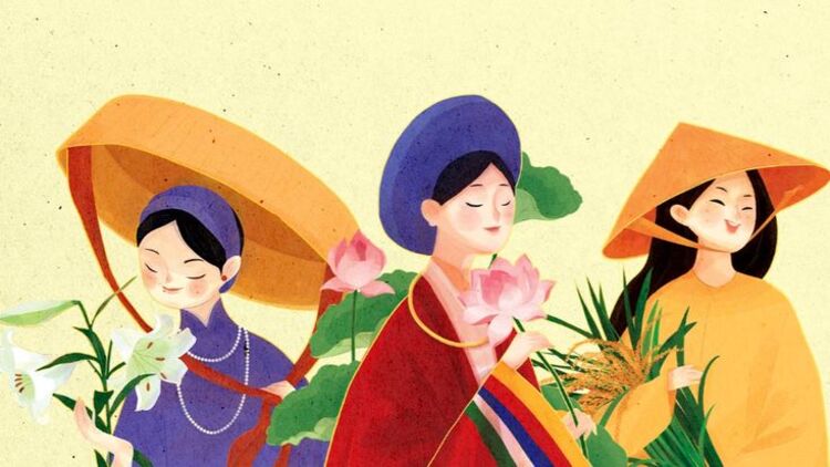 Mẫu PowerPoint 20/10 chủ đề phụ nữ Việt Nam ngày xưa