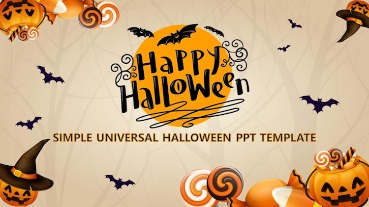 Mẫu hình nền PowerPoint Halloween phong cách đáng yêu