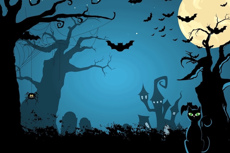 Mẫu hình nền PowerPoint Halloween phong cách bí hiểm