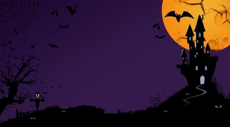 Mẫu hình nền PowerPoint Halloween phong cách bí hiểm