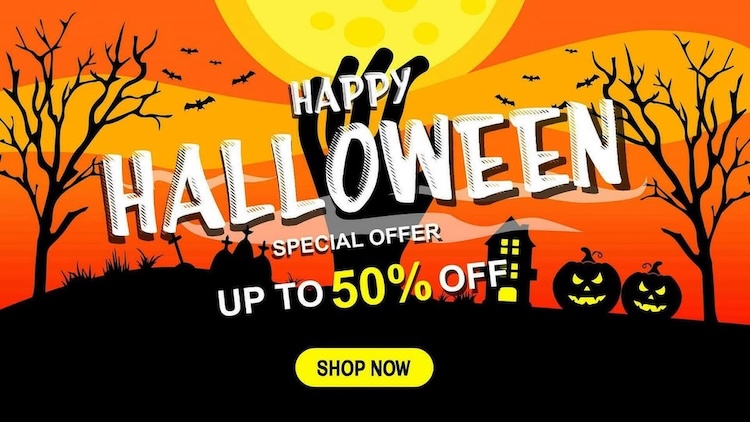 Mẫu PowerPoint chủ đề khuyến mãi hoặc sự kiện Halloween