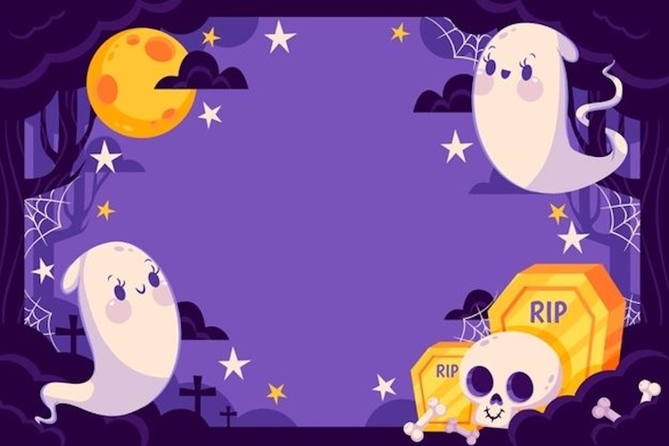 Mẫu hình nền PowerPoint Halloween phong cách đáng yêu