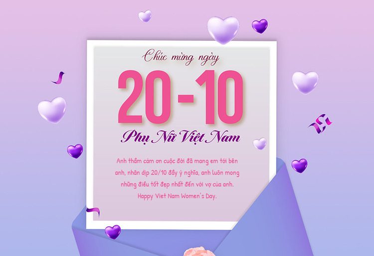 Mẫu thiệp 20/10 tặng người yêu ý nghĩa